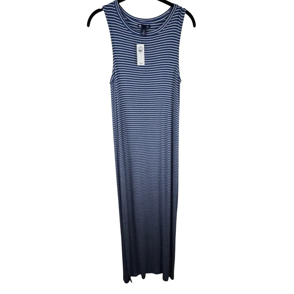 NWT GAP Women Striped Sleeveless Maxi Dress Size M Blue White Tank‎ Style - Picture 2 of 10